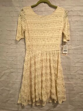 NWT Lace Fit & Flare Dress in Cream